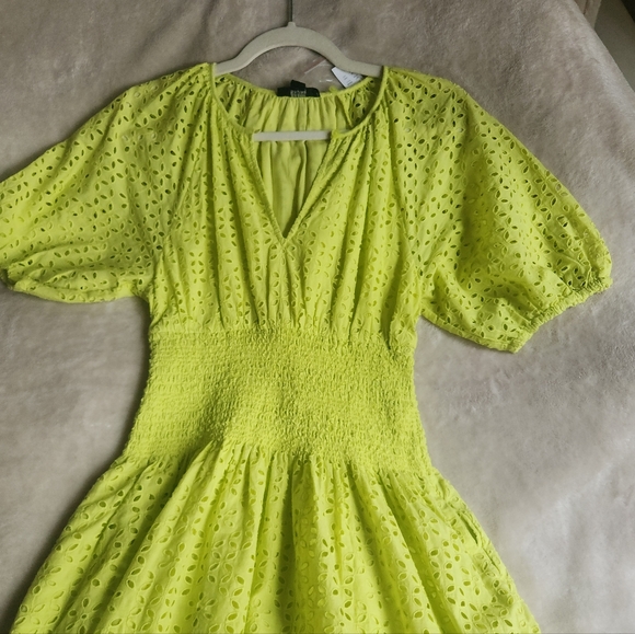 Jcrew provence smocked-waist midi dress eyelet Lemon Sorbet Size petite PS BNWT - Picture 11 of 15